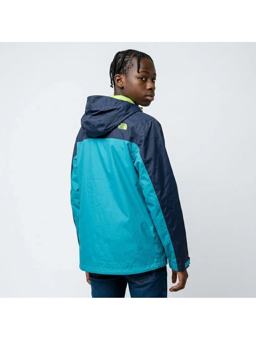 The North Face Jacket Boys L Large Blue Colorblock Full Zip Hooded Long Sleeve